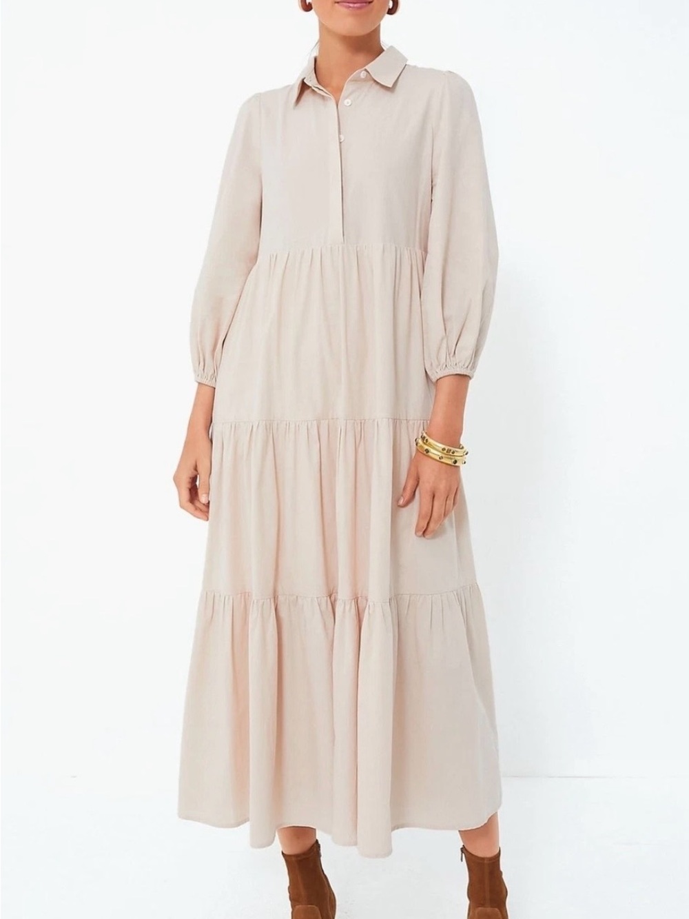 Pomander Place Sandstone Tiered Maxi Dress